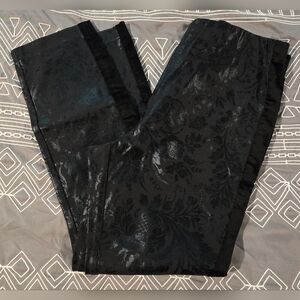 Women's Black Jacquard Wide-Leg Pants 10